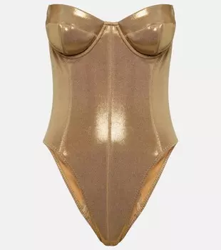 Боди Mio с эффектом металлик Norma Kamali, золотой