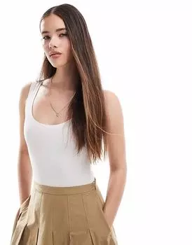 Боди Miss Selfridge с широким вырезом белого цвета