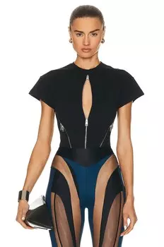 Боди Mugler Zipper Effect, черный
