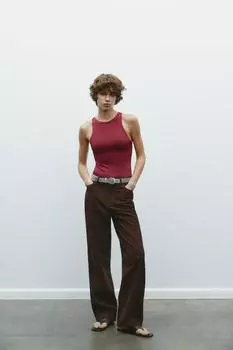 Боди на бретельках из полиамида ZARA, бордовый