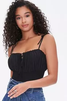 Боди на бретельках с завязками Forever 21, черный