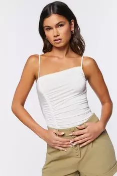 Боди на бретельках со сборками Forever 21, белый