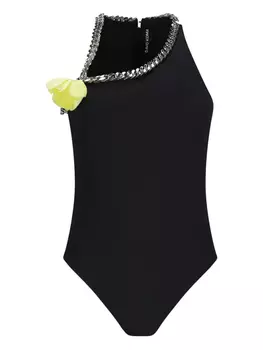 Боди на одно плечо David Koma с цепочкой, черный