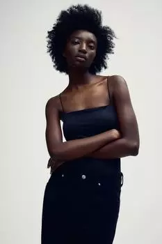 Боди на тонких бретельках H&M, черный