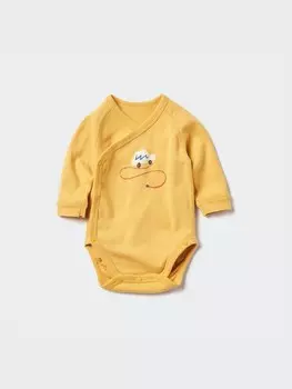 Боди newborn joy of print с принтом Uniqlo, желтый