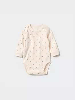 Боди newborn joy с принтом рисунком Uniqlo, бежевый