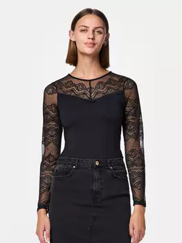 Боди облегающее Pieces, черный