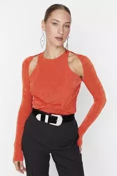 Боди - Оранжевый - Приталенный Trendyol, оранжевый