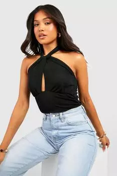 Боди petite twist детали Boohoo, черный