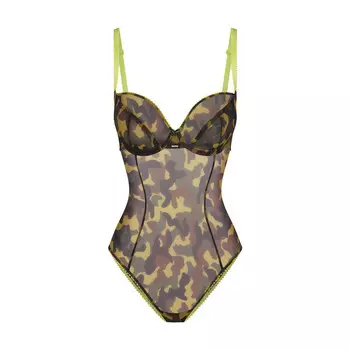 Боди пико бриф SKIMS Ultra Fine Mesh, цвет Daffodil Camo