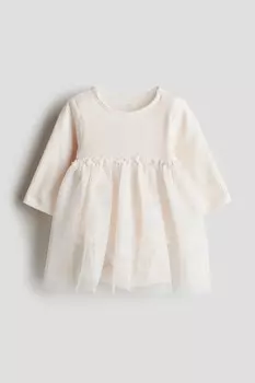 Боди-Платье с тюлевой юбкой H&M, бежевый
