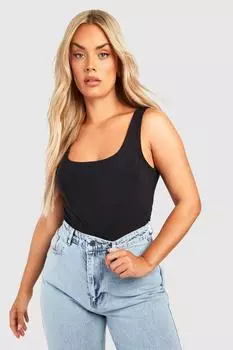 Боди плюс двойное объединенное боди с ремешками Boohoo, черный