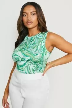 Боди plus облегающийся мраморный эффект Boohoo, зеленый