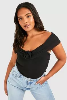 Боди plus rose off the плечев Boohoo, черный