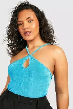 Боди plus с бретелькой на бретельках и замочной скважиной Boohoo, аква