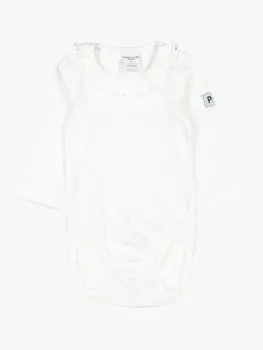 Боди Polarn O. Pyret Baby GOTS из органического хлопка с оборчатым воротником, белый