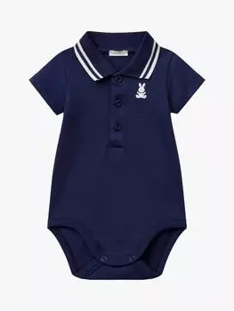 Боди-поло с детским логотипом на шее Benetton, цвет Night Blue