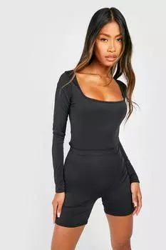 Боди премиум sculpt с длинными рукавами Boohoo, черный