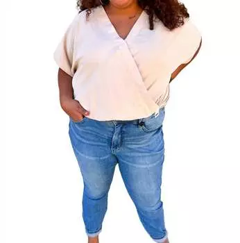 Боди Quinn Lightweight Crinkle Surplice - Plus In Blush Heyson, красный