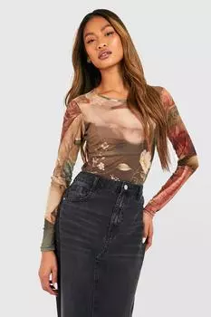 Боди ренессанс из сетки Boohoo, черный