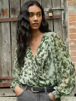 Боди Ro&Zo Leopard Printsuit, цвет green/multi