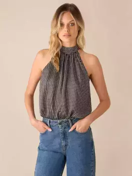 Боди Ro&Zo Mono Polka Dot Print Satinsuit, цвет black/white