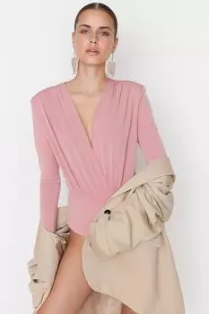 Боди - Розовый - Приталенный Trendyol, розовый