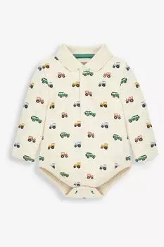 Боди-рубашка-поло JoJo Maman Bb с мотивом овсянка и трактор Jojo Maman Bb