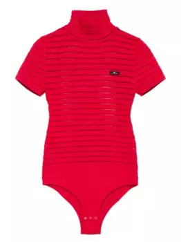 Боди рыхлой вязки с высоким воротником Elisabetta Franchi, красный