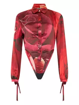 Боди с абстрактным принтом Roberto Cavalli, красный