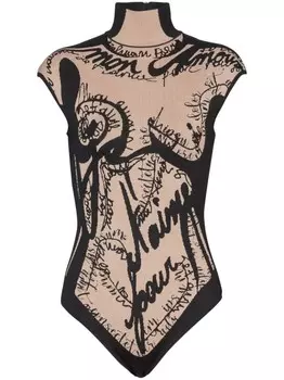 Боди с эффектом тромплей Balmain, нейтральный цвет