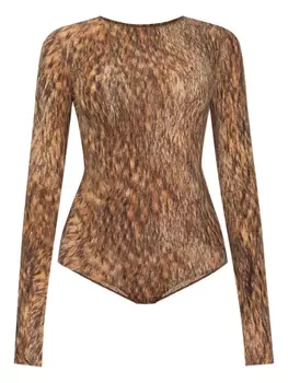 Боди с анималистичным принтом MM6 Maison Margiela, коричневый