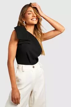 Боди с бантом и плечами Boohoo, черный