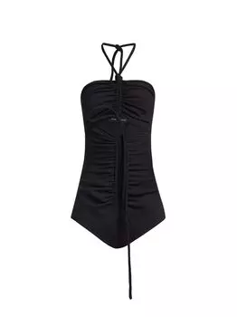 Боди с бретельками и рюшами Proenza Schouler, черный