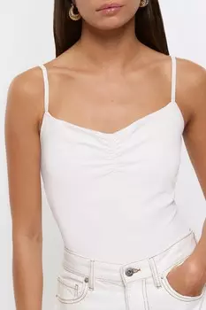 Боди с бретельками и сборками спереди River Island, белый