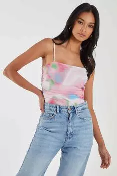 Боди с бретелями и графическим принтом Pink Vanilla, розовый