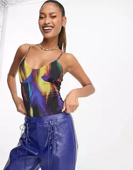 Боди с чашечками и сетчатым принтом ASOS DESIGN