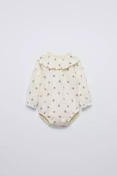 Боди с цветочной текстурой ZARA, цвет Light ecru