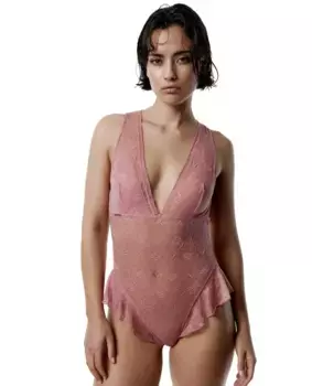 Боди с цветочным кружевом и бретелькой через шею Black Limba, розовый