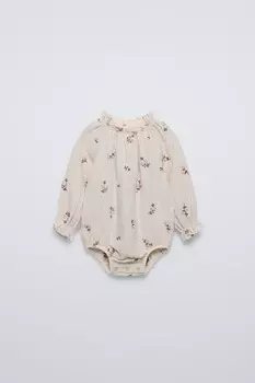 Боди с цветочным рисунком ZARA, цвет stone