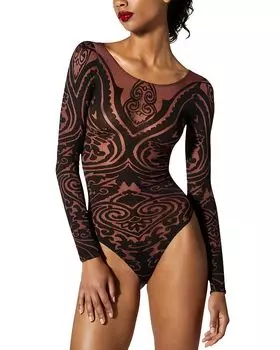 Боди с декоративным узором Wolford, коричневый