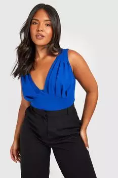 Боди с деталями корсета plus Boohoo, кобальтовый