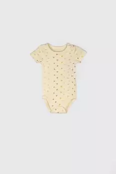 Боди с длинным рукавом Coccodrillo бежевый в сердечках