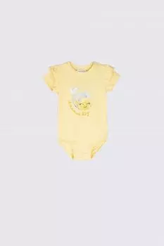Боди с длинным рукавом Coccodrillo желтый с оборками