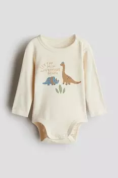 Боди с длинными рукавами H&M, бежевый