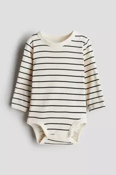 Боди с длинными рукавами H&M, бежевый