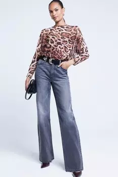 Боди с длинными рукавами и леопардовым принтом в стиле «летучая мышь» River Island, коричневый