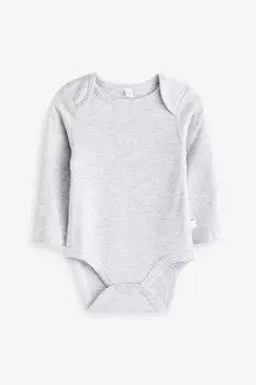 Боди с длинными рукавами из натурального хлопка и бамбука с вырезом Mori, серый