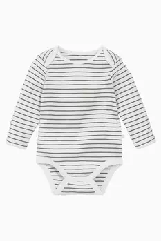 Боди с длинными рукавами из натурального хлопка и бамбука с вырезом Mori, серый