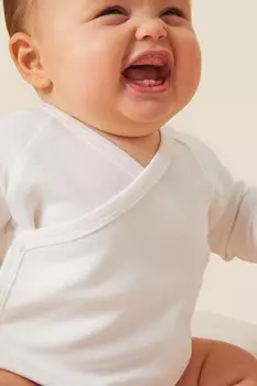 Боди с длинными рукавами из натурального хлопка и бамбука Mori, белый